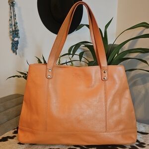 Rowallan Orange Leather Tote Bag